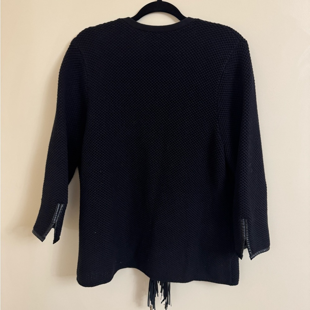 Chico’s women’s fringed rose cardigan black size 3 (US 16) EUC - Picture 3 of 5